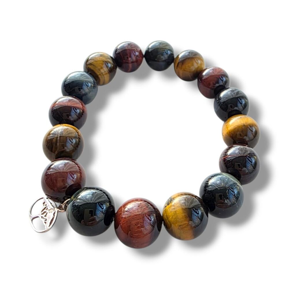 New Jay King DTR 925 Tiger’s Eye Stone 8" Stretch Beaded Bracelet Chunky